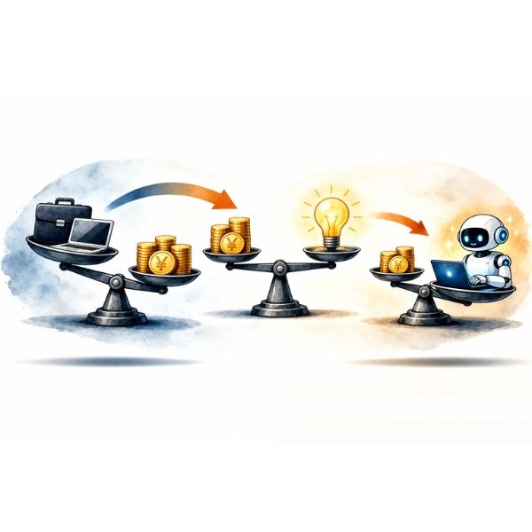 AI時代に仕事の価値が変わっていくことを表したイメージ図