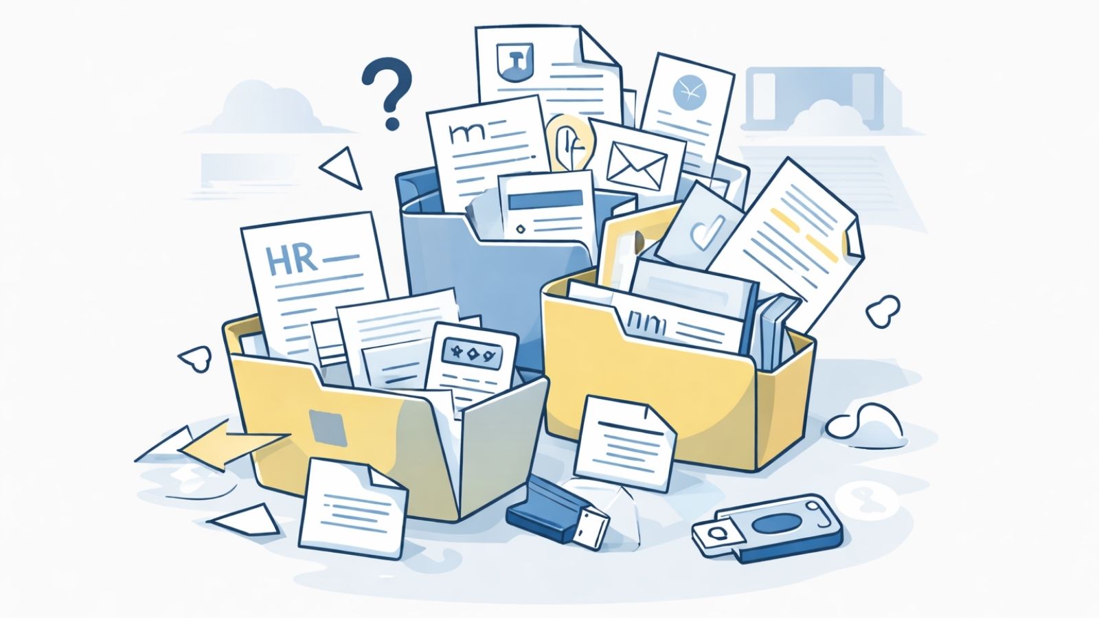 共有サーバーに重要情報が混在しているイメージ